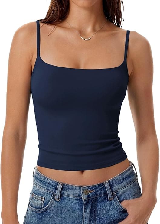 Avidlove Tank Tops for Women Square Neck Spaghetti Strap Double Lined Y2K Going Out Camisole Top
